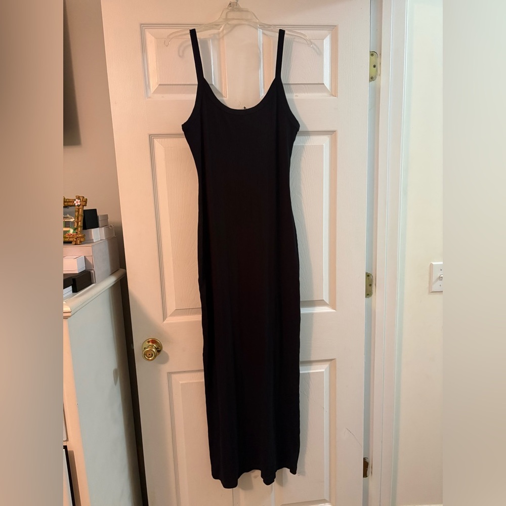 aerie black bodycon maxi dress